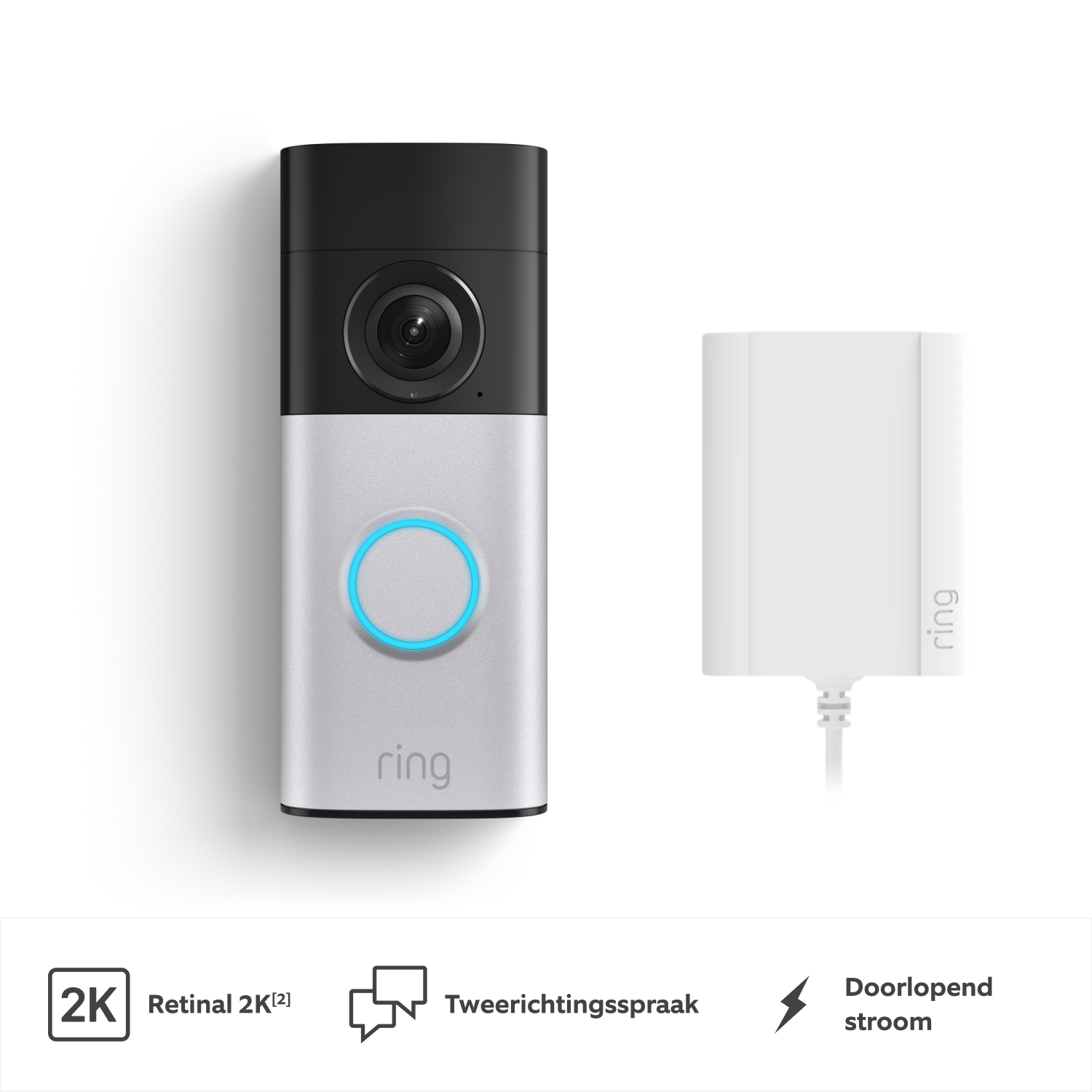 Bedrade videodeurbel Plus met stekkeradapter (Wired Video Doorbell Plus) - 