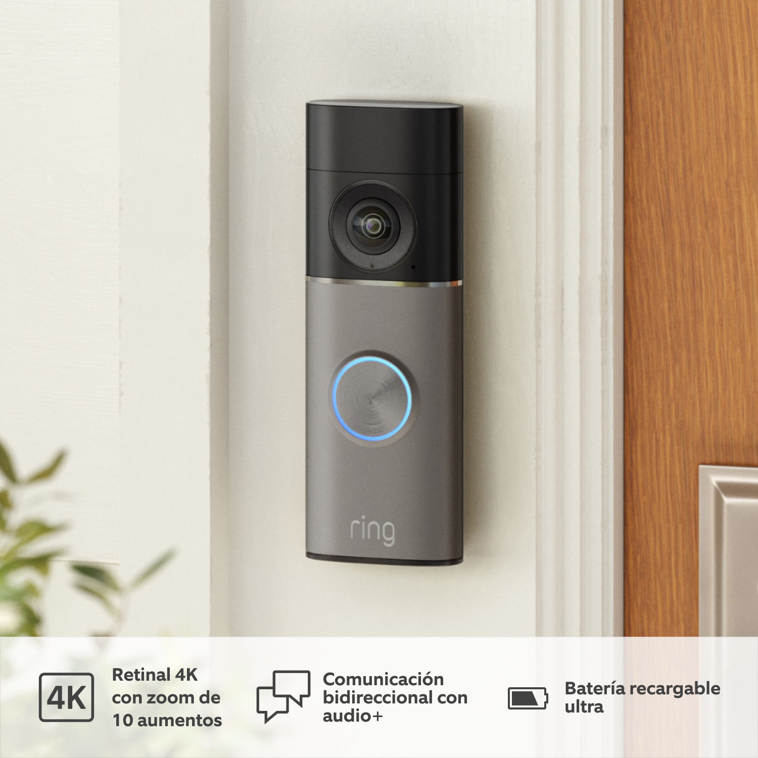 Videotimbre Pro con batería (última generación) (for Battery Video Doorbell Pro) - Battery Video Doorbell Pro instalado en un poste de puerta blanco