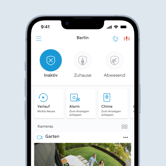 Smartphone zeigt Ring-App-Kontrollzentrum mit Optionen zur Verwaltung der Kontoüberprüfung und autorisierten Geräte.