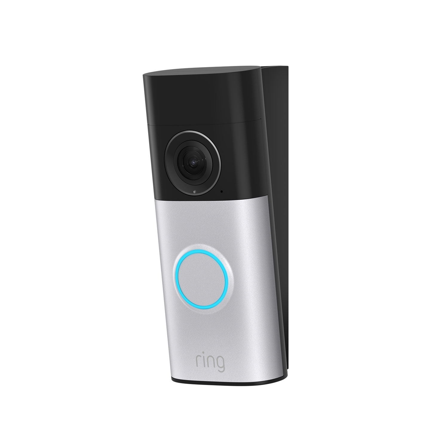 Kit con cunei (Wired Video Doorbell Plus) - Wired Video Doorbell Plus montato su un kit con cunei di colore nero.