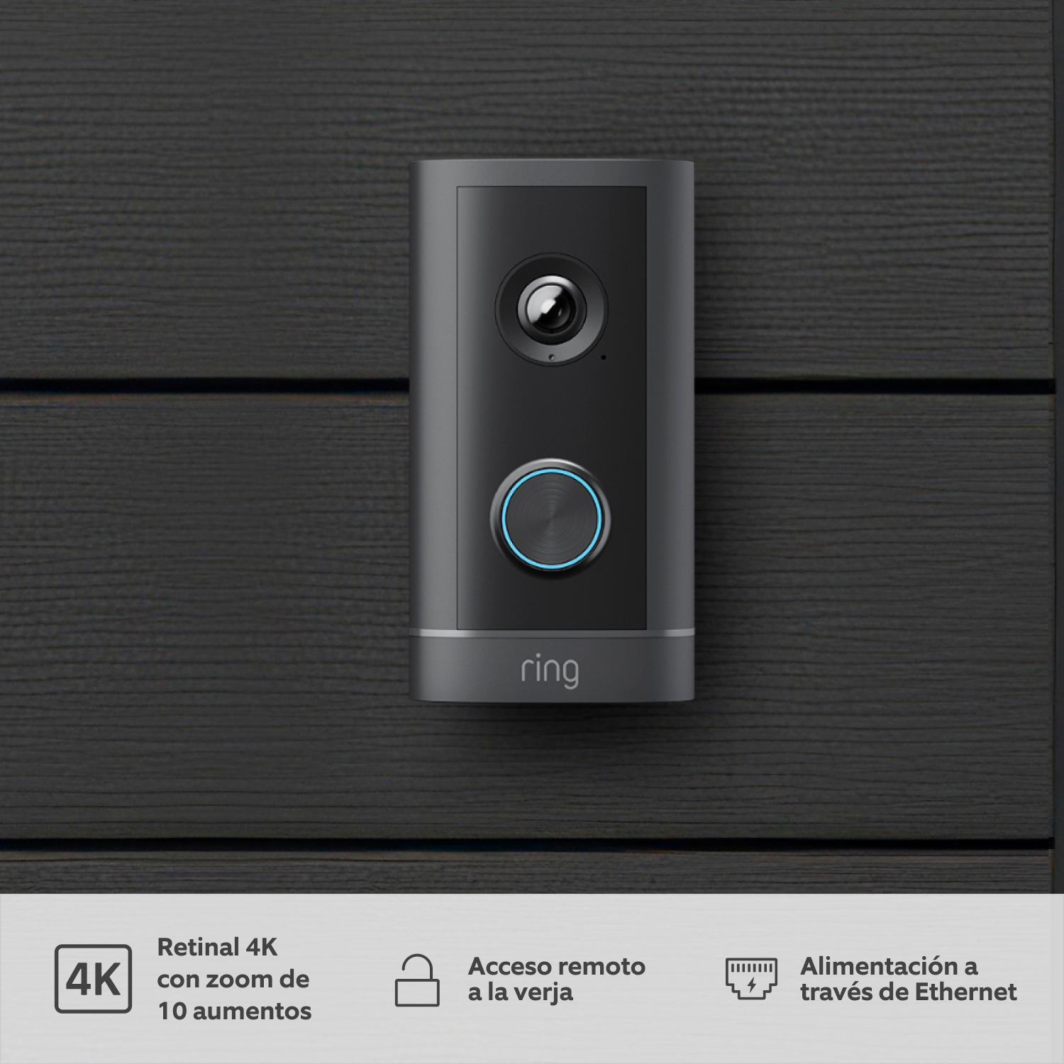 Videotimbre Elite cableado (última generación) (for Wired Video Doorbell Elite (2.ª gen.)) - Wired Video Doorbell Elite (2.ª gen.) montado en una casa con paneles negros