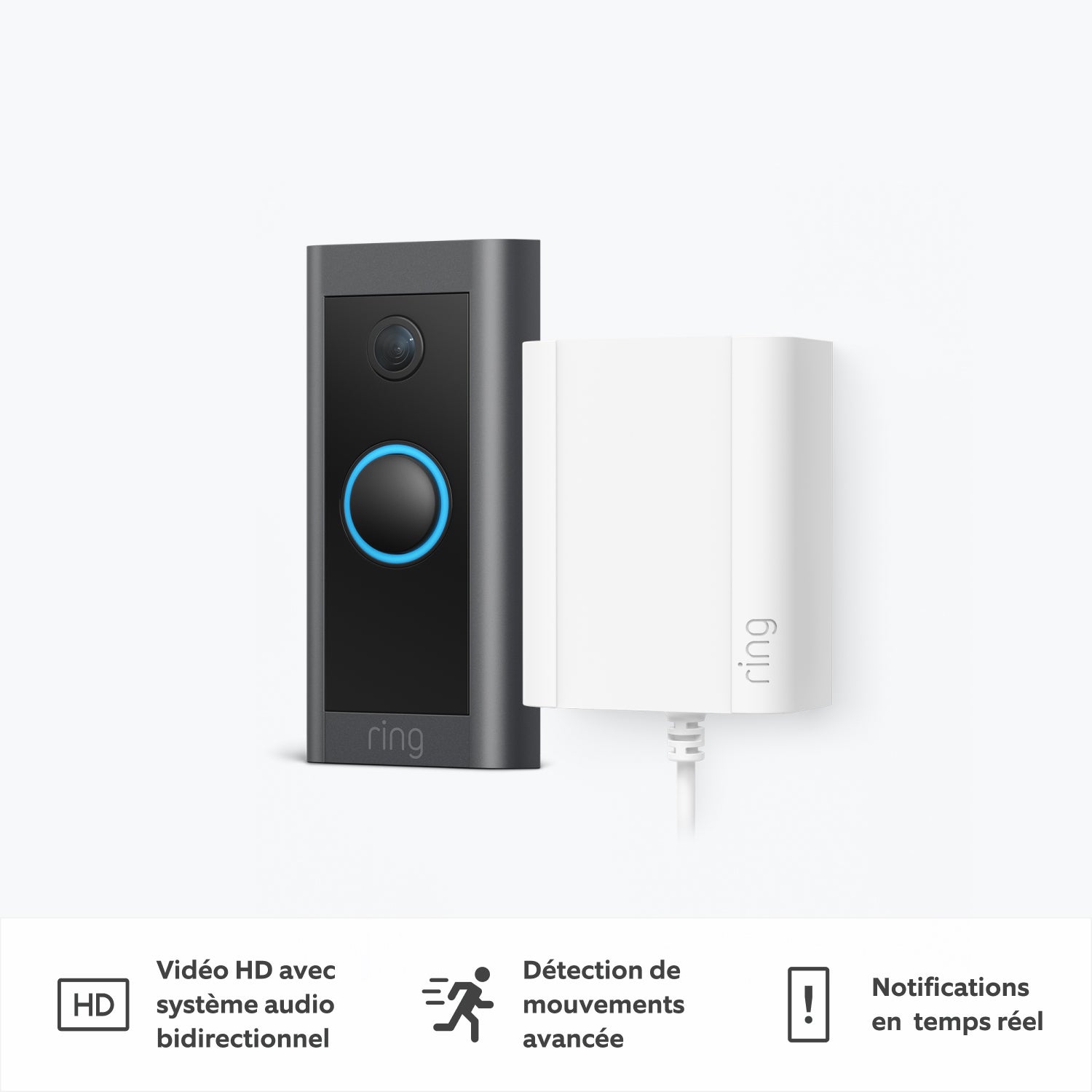 Sonnette vidéo filaire avec adaptateur secteur (Video Doorbell Wired + Plug-In Adapter) - Video Doorbell Wired avec adaptateur secteur