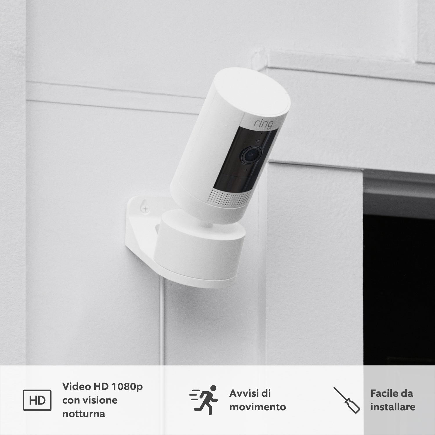 Videocamera esterna plug-in con supporto orientabile (Stick Up Cam) - Bianco