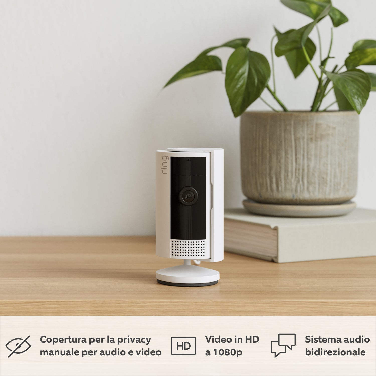 Videocamera interna 2a gen. + cavo di alimentazione da USB-A a Micro USB da 3 m (Indoor Camera)  - Bianco