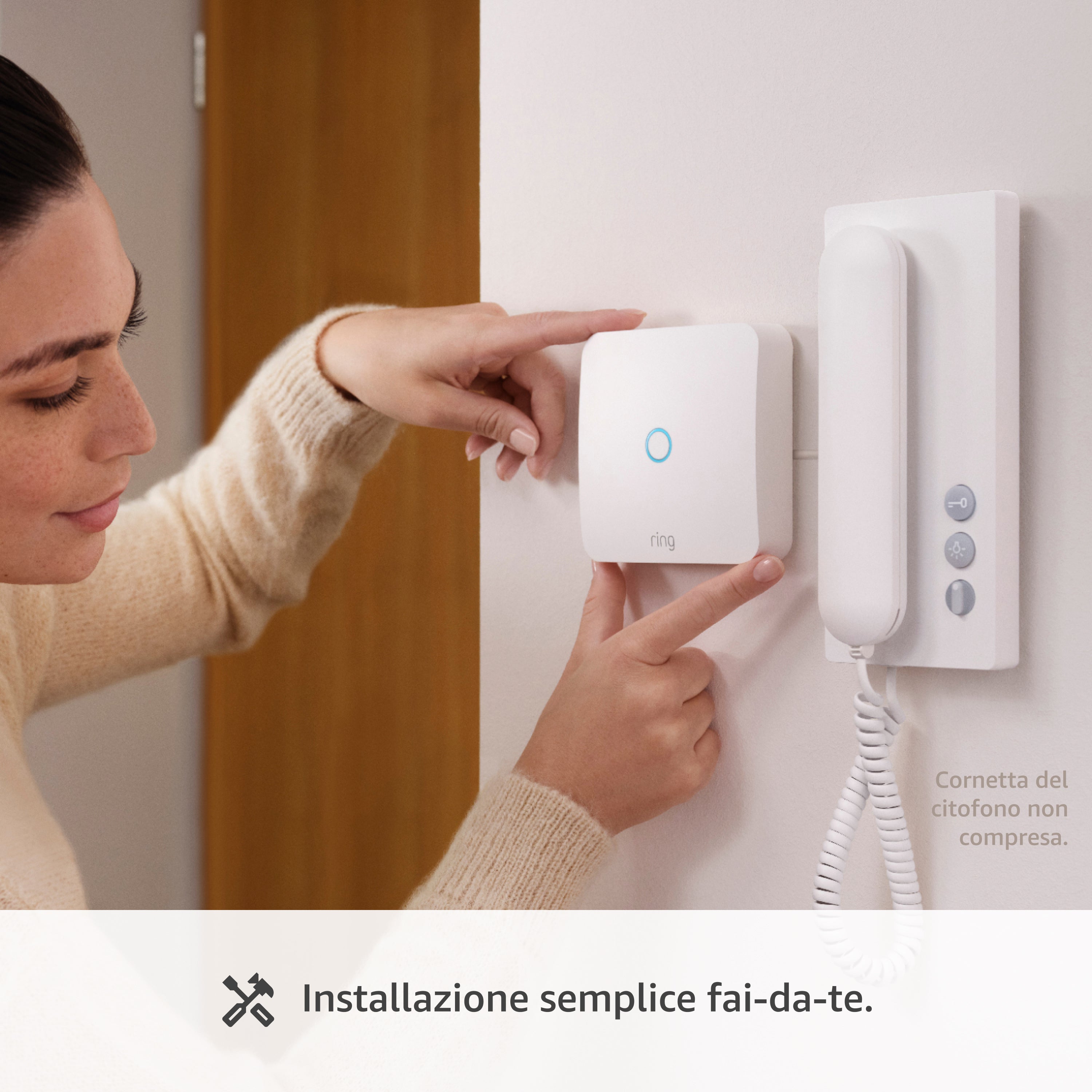 Ring Intercom + Indoor Camera 2ª gen. - Spioncino digitale (34-55mm) + Ring Intercom (Door View Cam + Ring Intercom)