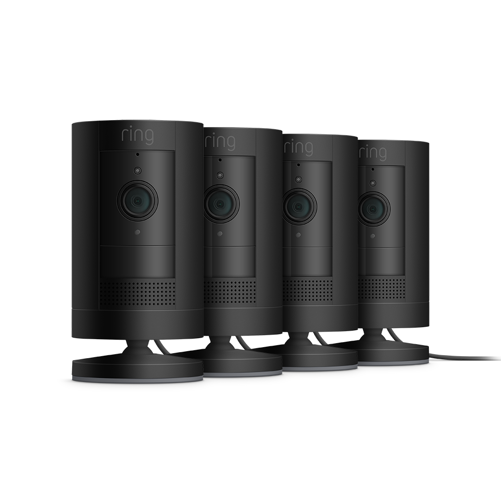 4-Pack Outdoor Security Camera | Stick Up Cam Plug-In (for EU adapter) - Black