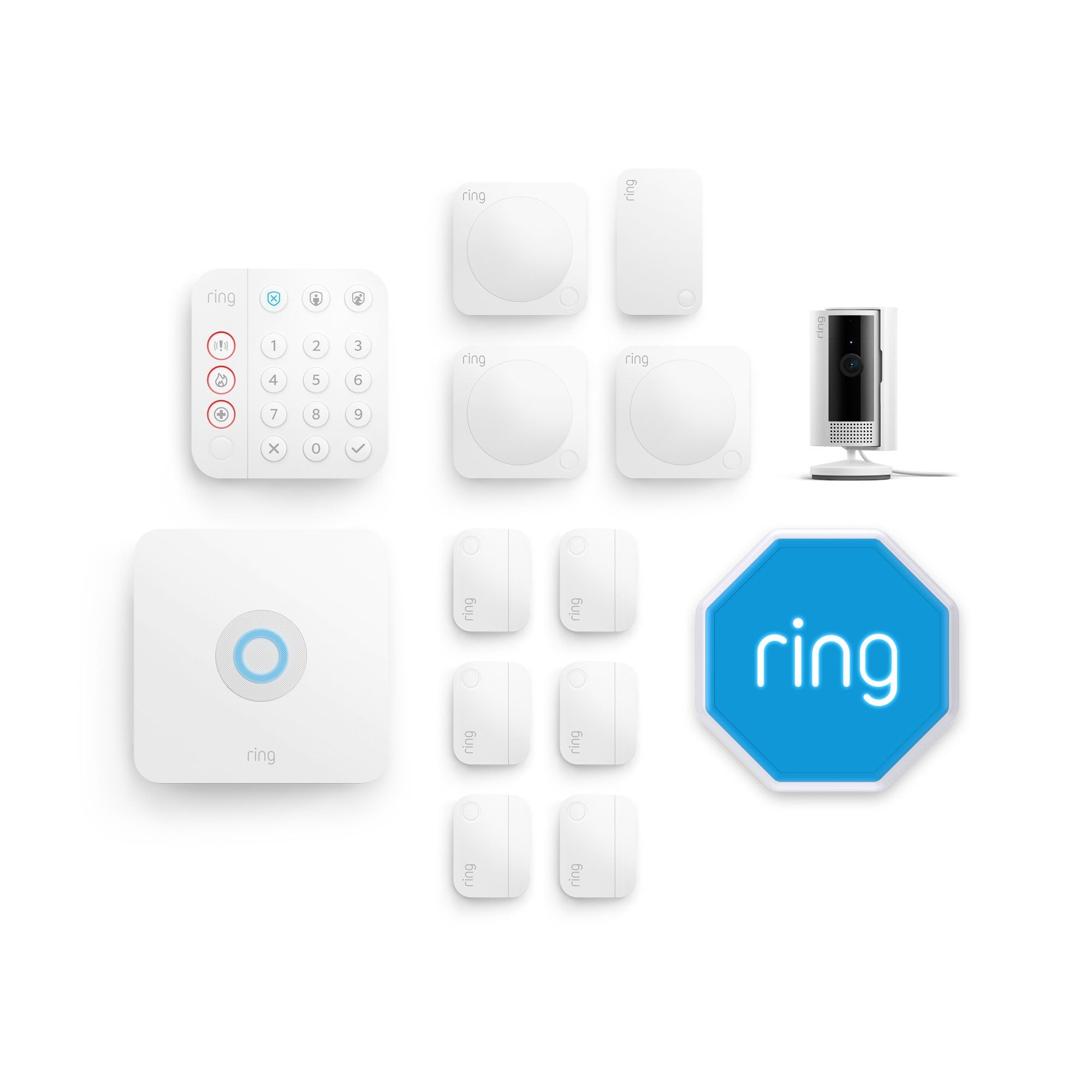 Kit Ring Alarm + videocamera interna 2a gen. - XL (con sirena) - Bianco