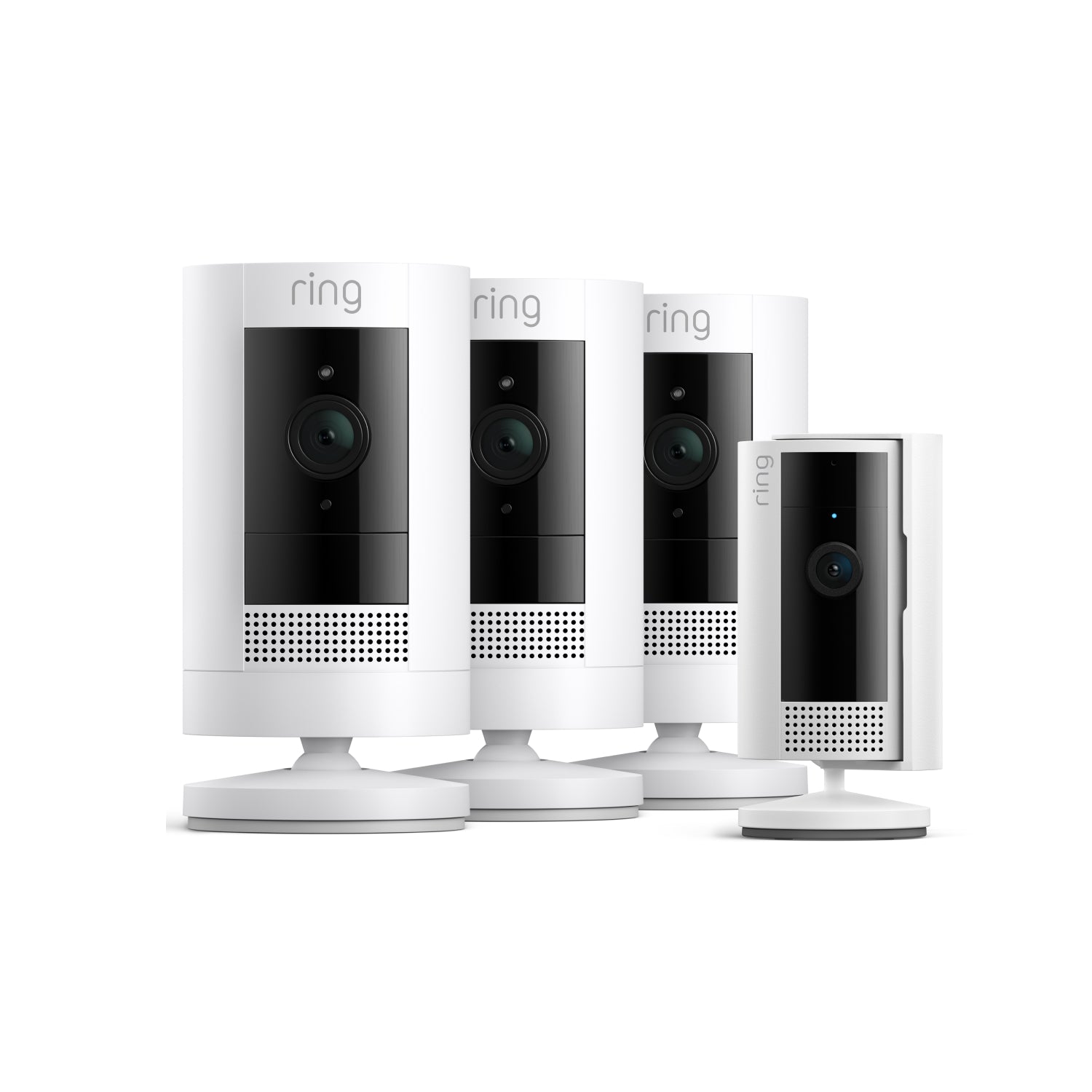 3-Pack Buitencamera op batterij + Indoor Camera 2de generatie (Stick Up Cam + Indoor Camera) - Wit