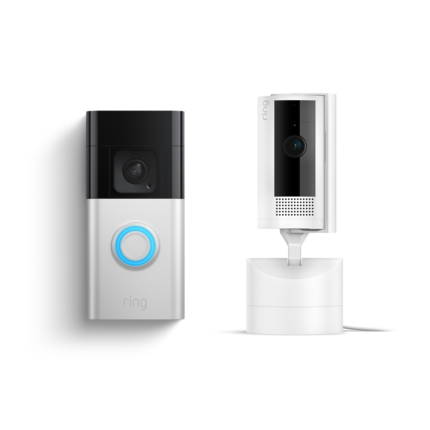 Pan-Tilt Indoor Camera + Battery Video Doorbell Plus - Satin Nickel