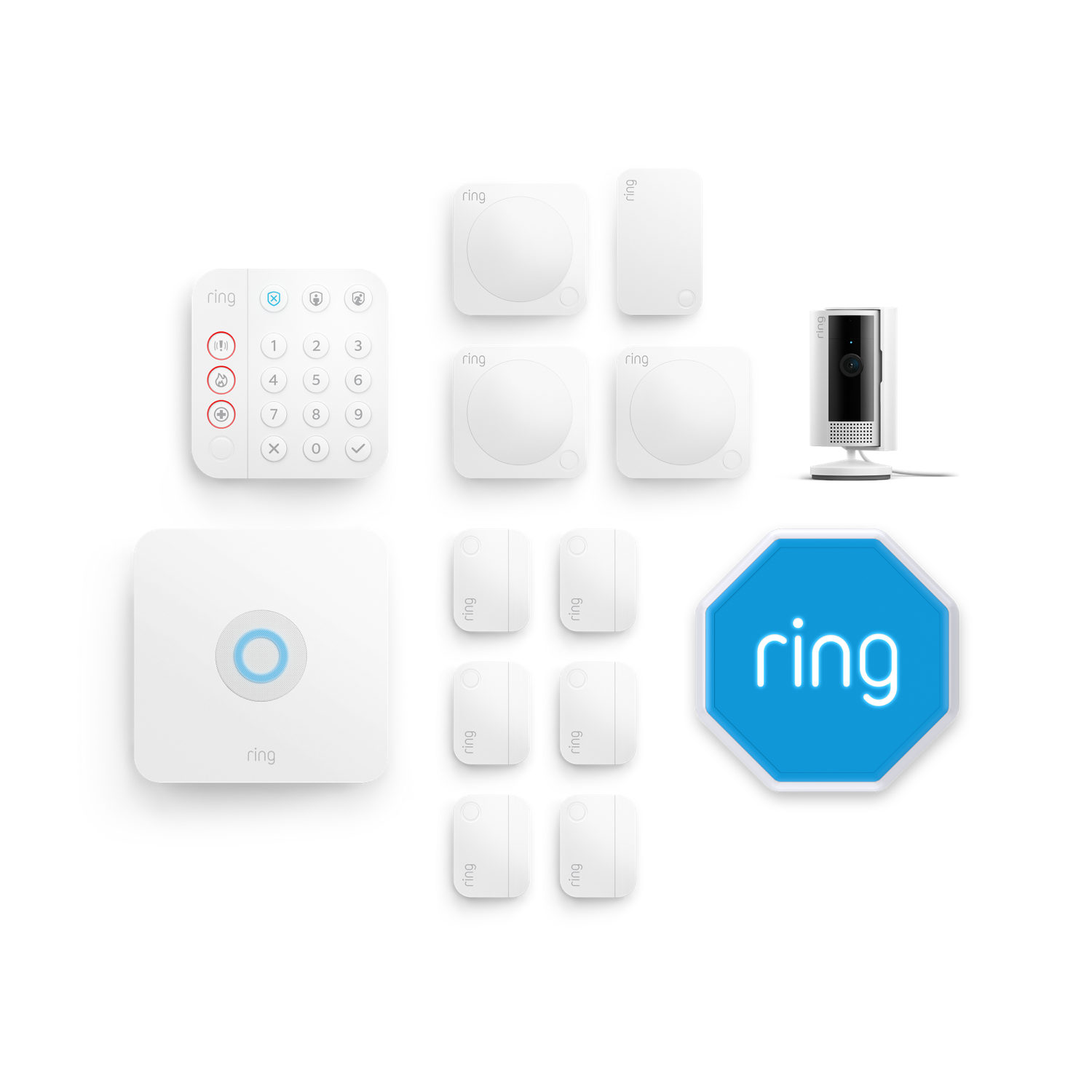 Kit Ring Alarm + caméra intérieure 2e gén. - XL (sirène incluse) - Blanc