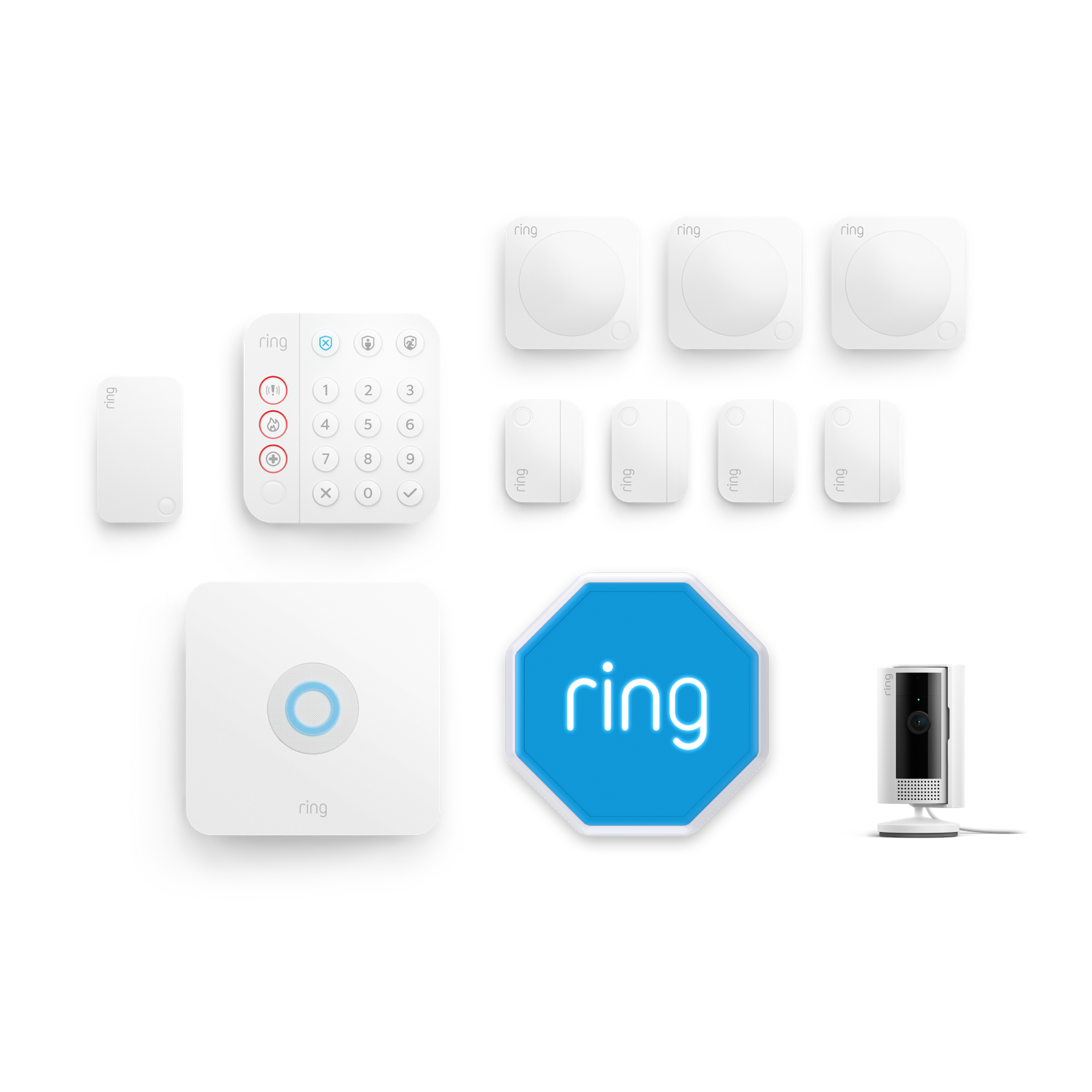 Kit Ring Alarm + caméra intérieure 2e gén. - L (sirène incluse) - Blanc