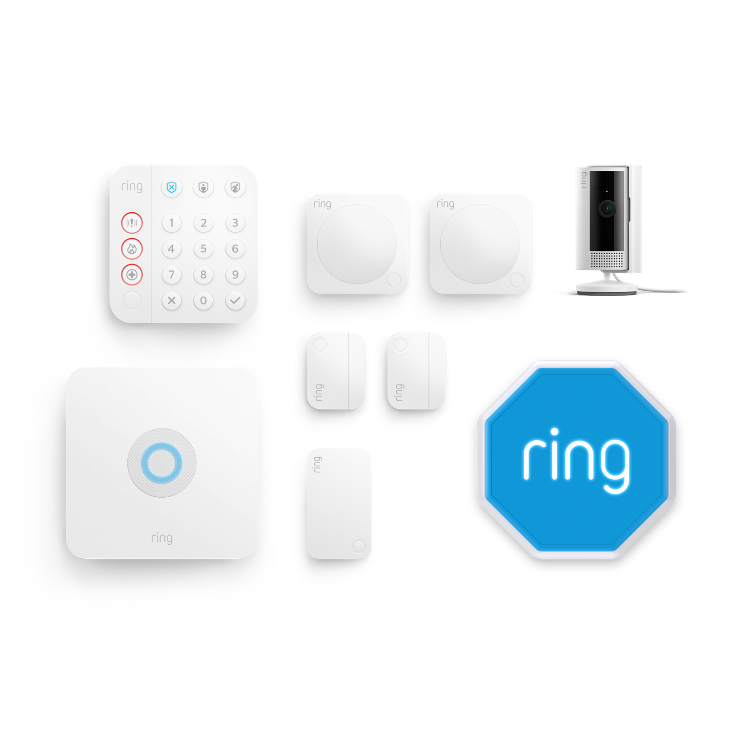 Kit Ring Alarm + caméra intérieure 2e gén. - M (sirène incluse) - Blanc