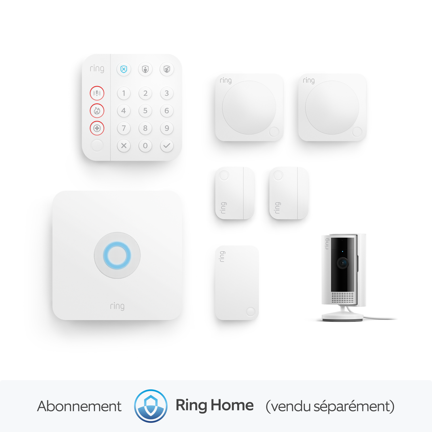 Kit Ring Alarm M + caméra intérieure, Ring Home Standard 1 an (vendu séparément) - Blanc
