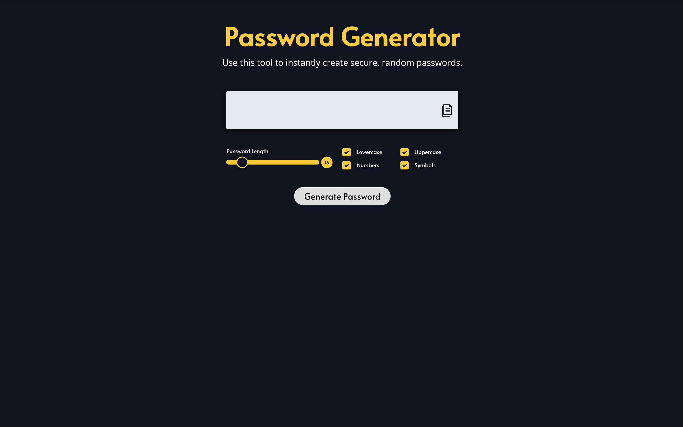 Password Generator Full Stack Developer