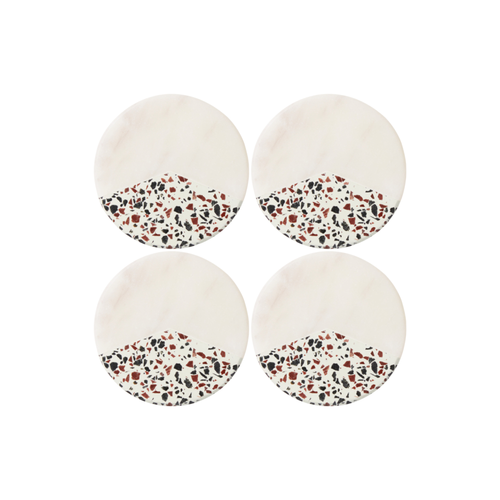 GRATUIT Maxwell & Williams - Livvi Dessous de verre en marbre Terrazzo de 10 cm - Ensemble de 4