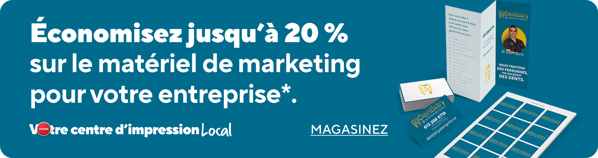 Economisez jusqu'à 20 % sur le materiel de marketing pour votre entreprise*.  L'impressions pour votre entreprise? C'est simple. Magasinez
