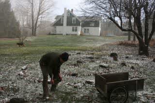 David in the back yard in bleak Vermont