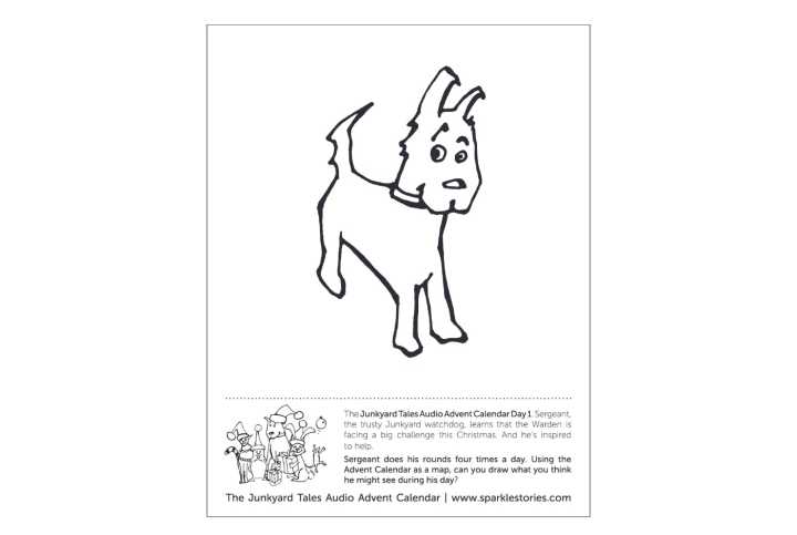 The Junkyard Tales Audio Advent Calendar Printable Coloring Page: Day 1 –  Sergeant