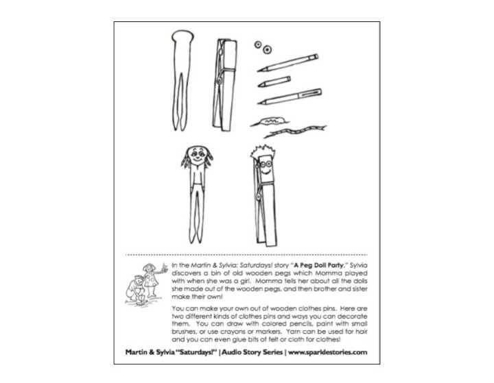 Martin & Sylvia's: Saturdays! Printable Project Page: Clothespin Dolls