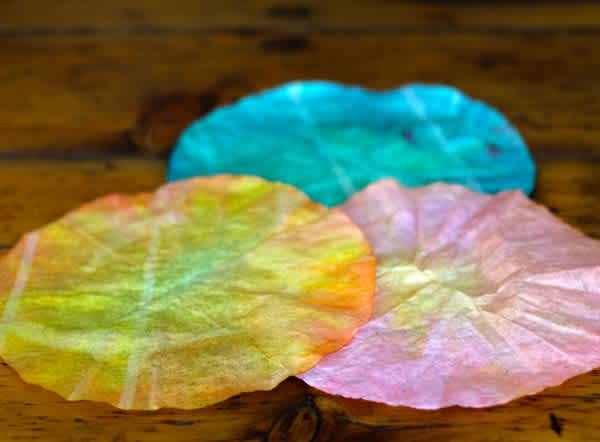 Sun-dried-dip-dyed-coffee-filters-to-make-paper-flowers-600x442
