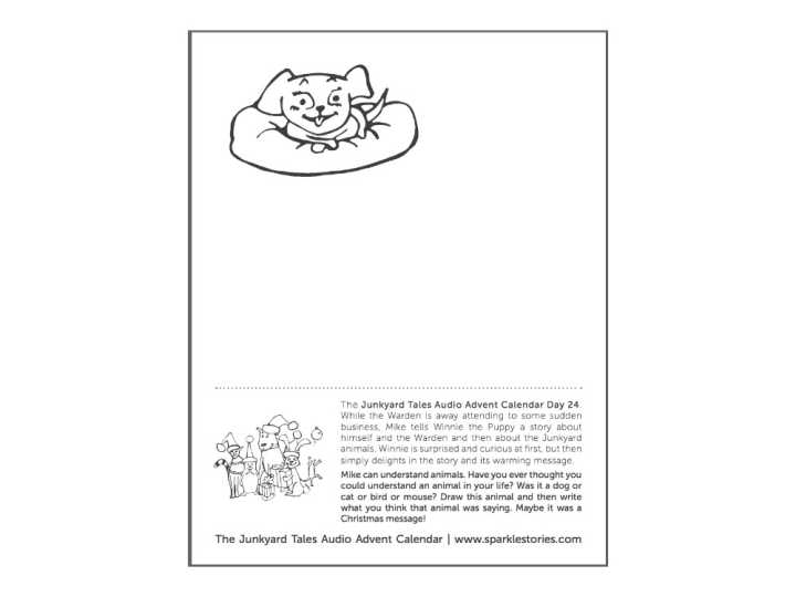 Junkyard Tales Audio Advent Calendar Printable Coloring Page: Day 24 Winnie