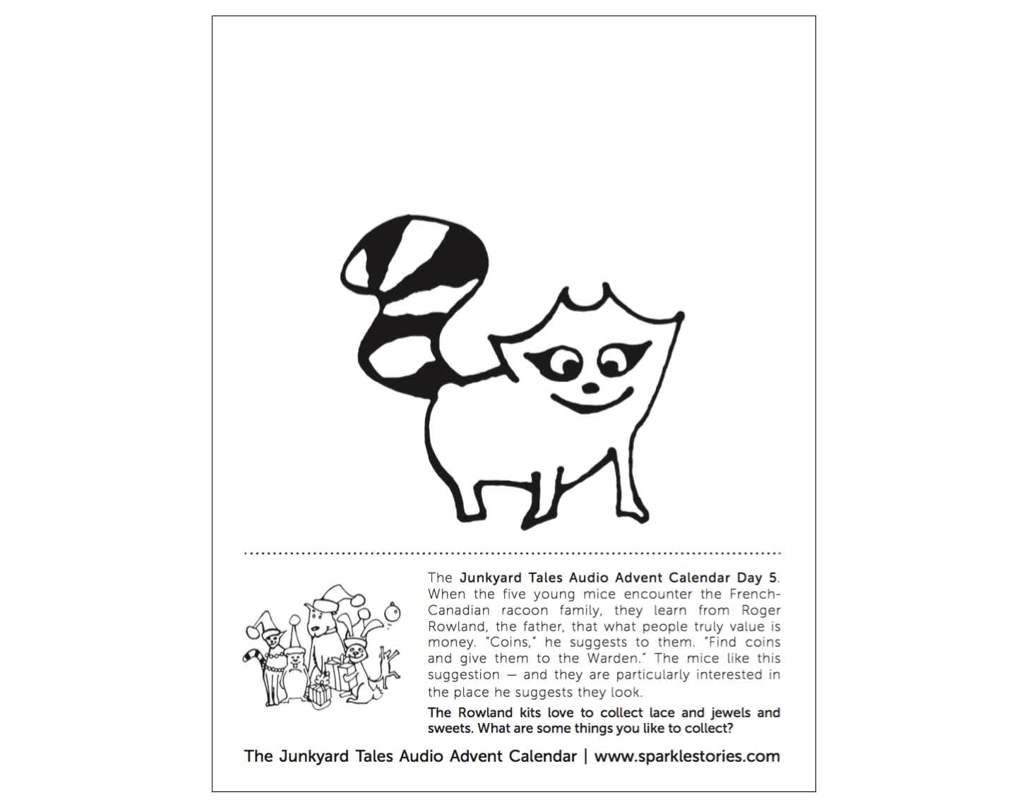 Junkyard Tales Audio Advent Calendar Printable Coloring Page: Day 5 ...