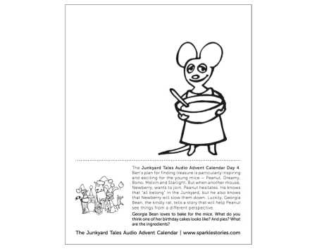 Junkyard Tales Audio Advent Calendar Printable Coloring Page: Day 4 – Georgia Bean