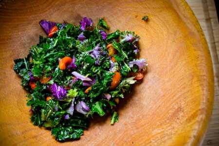 sparkle kitchen: warm kale salad with maple dressing