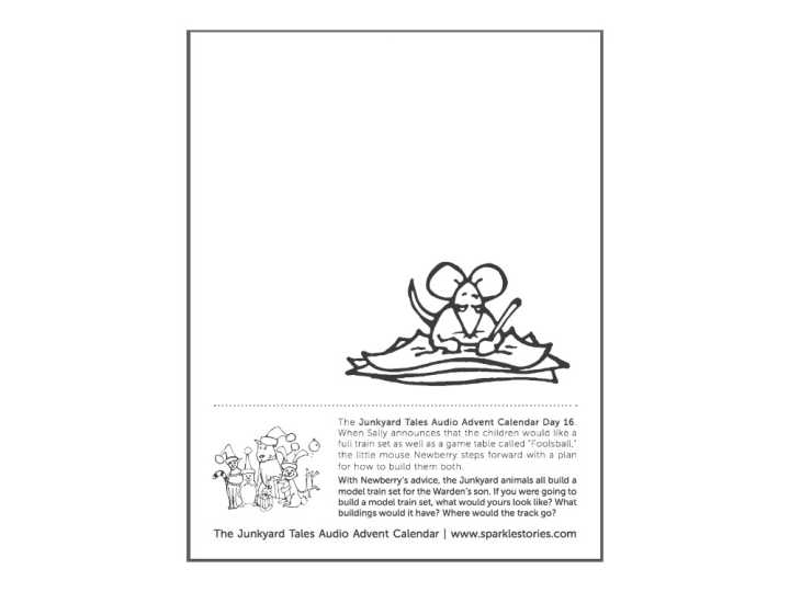 Junkyard Tales Audio Advent Calendar Printable Coloring Page: Day 16 – Inventor Mouse
