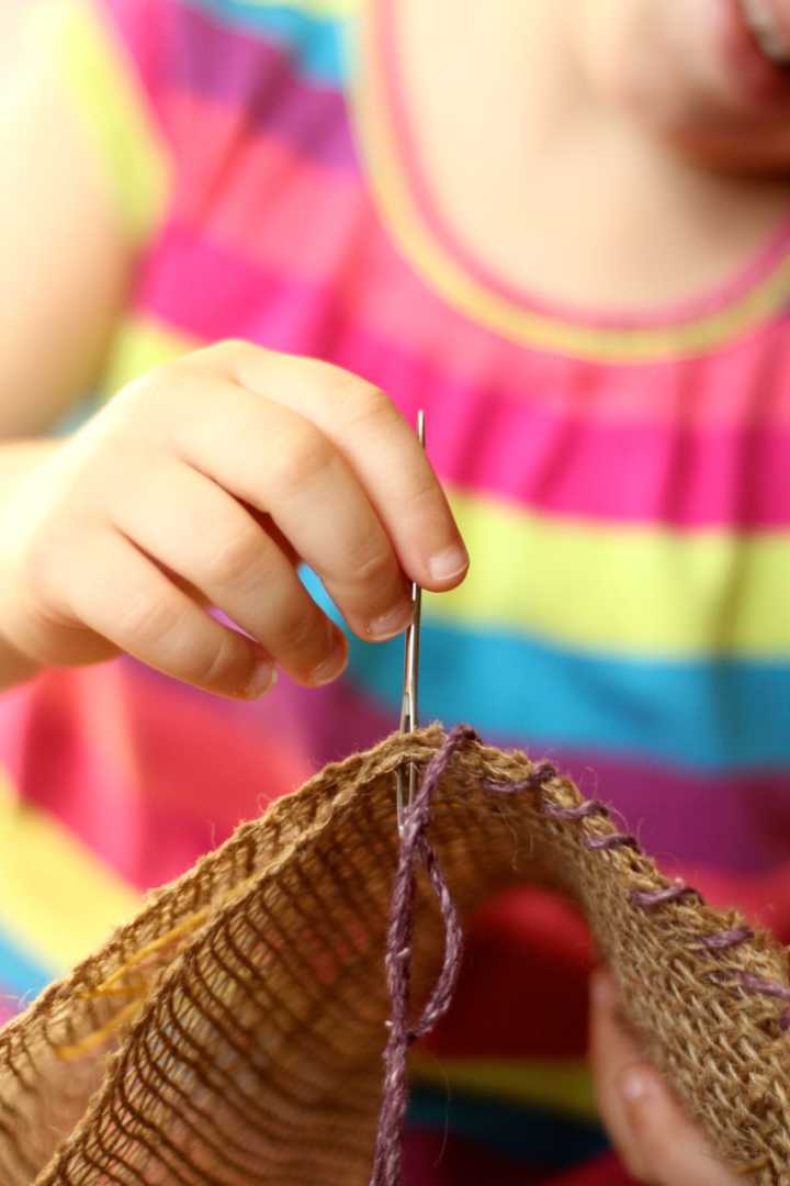 stitching-up-the-side-of-the-treasure-bag-Crafting-Connections