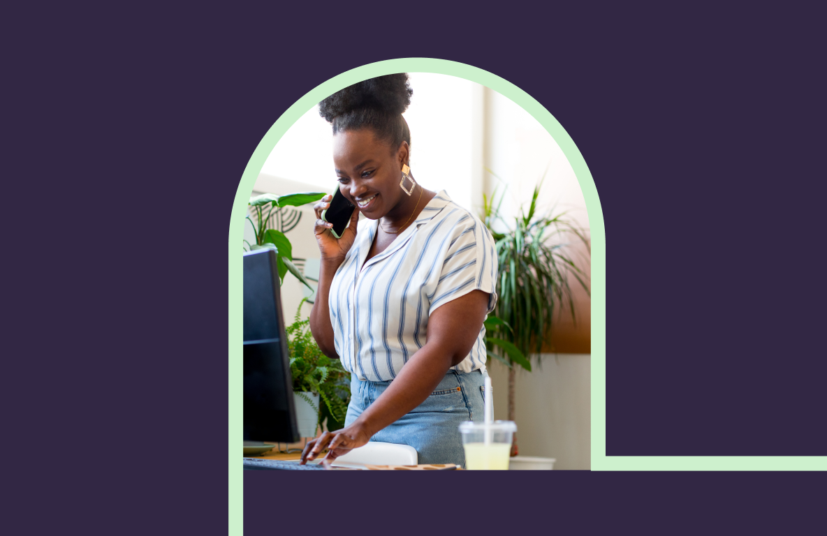 Agent on phone in office