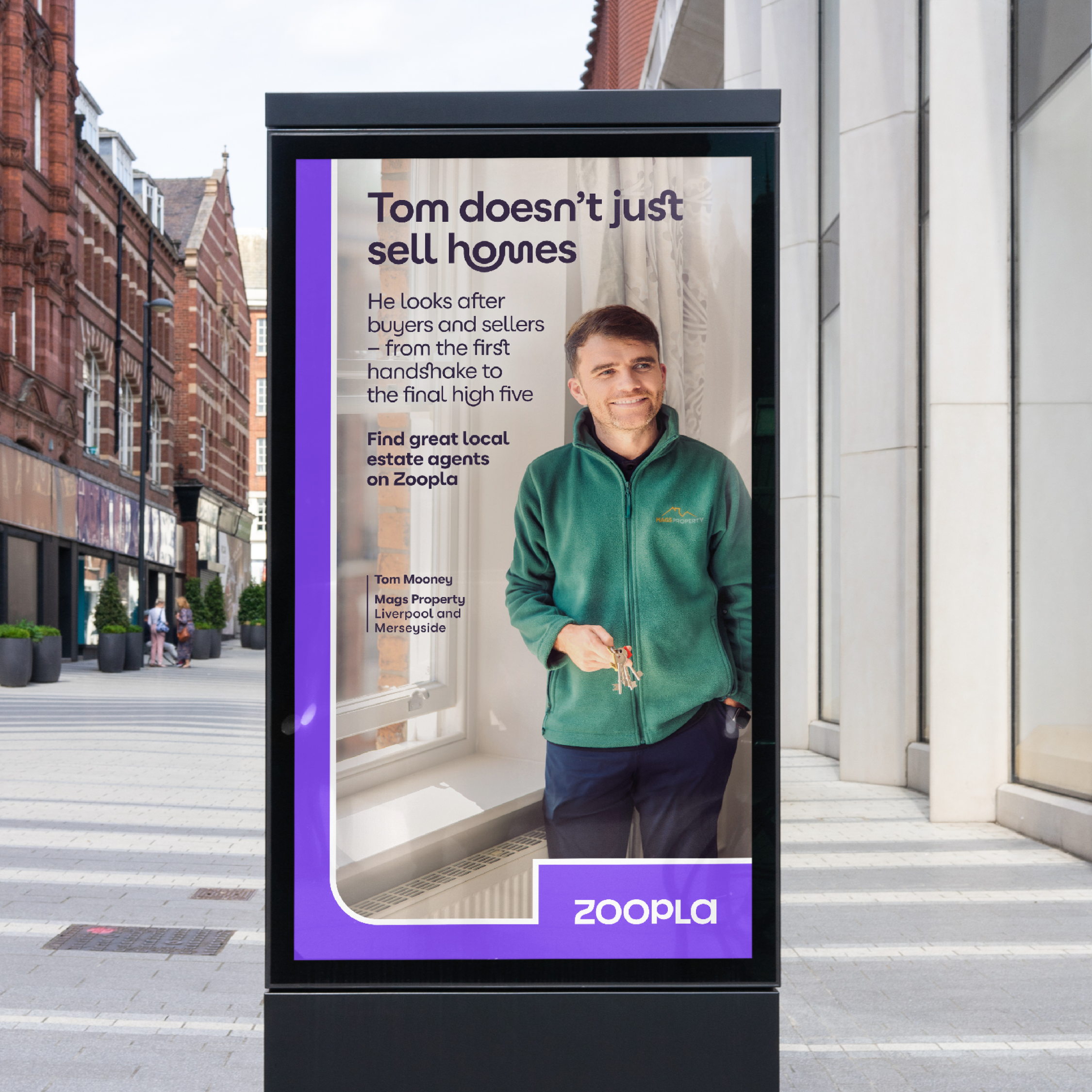 Agent Tom Mooney from Mags Property on billboard.