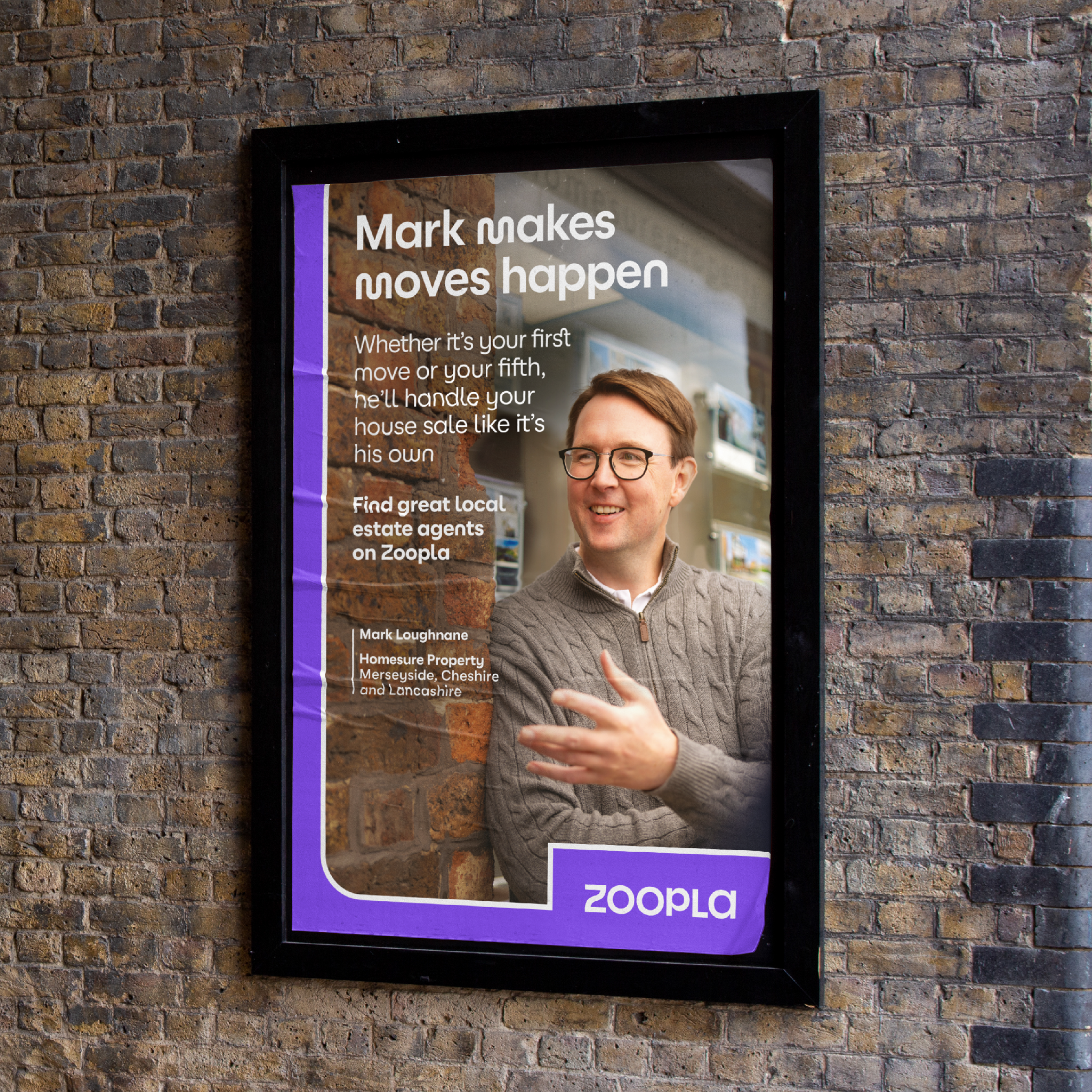 Agent Mark Loughnane from Homesure Property on billboard.