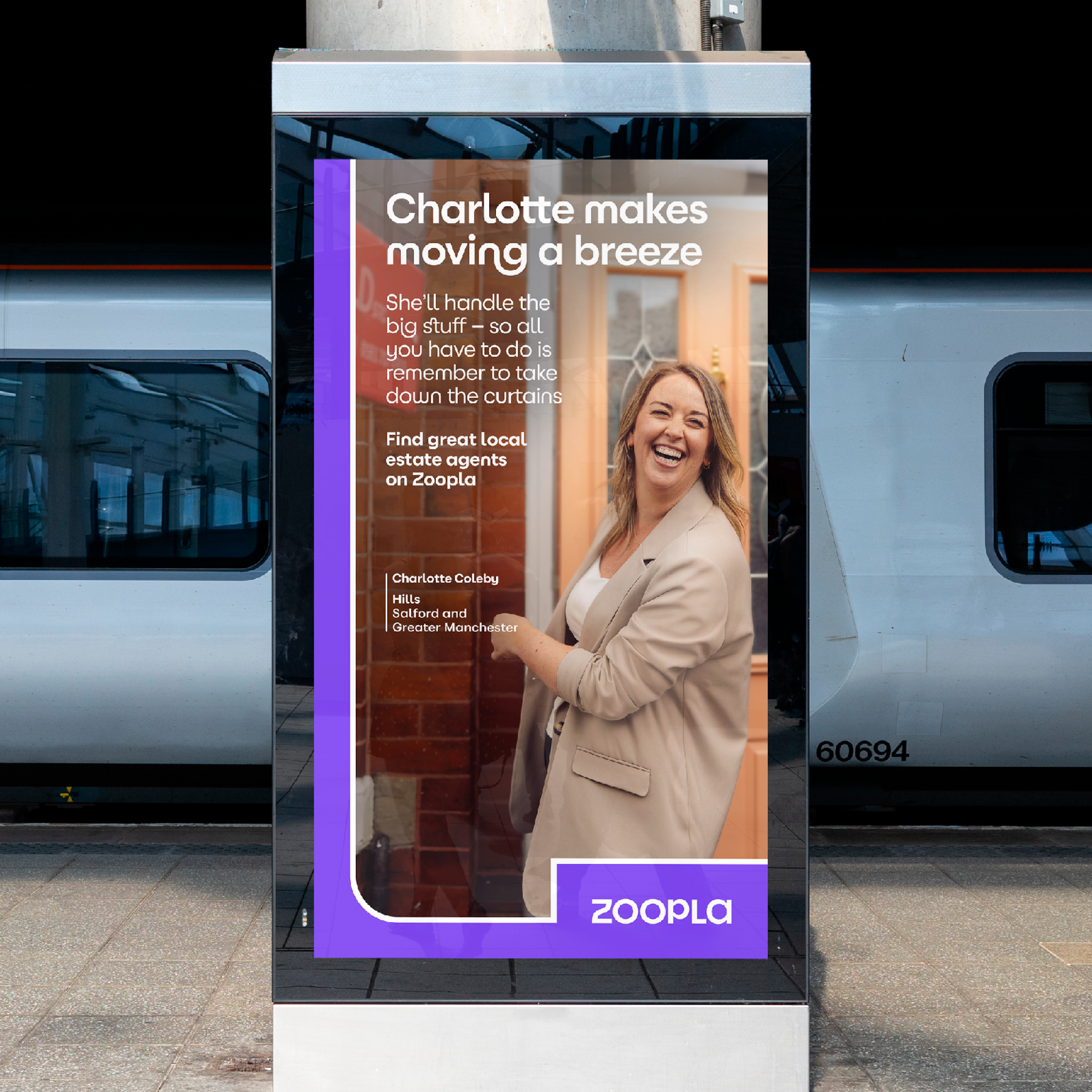 Agent Charlotte Coleby from Hills on billboard.