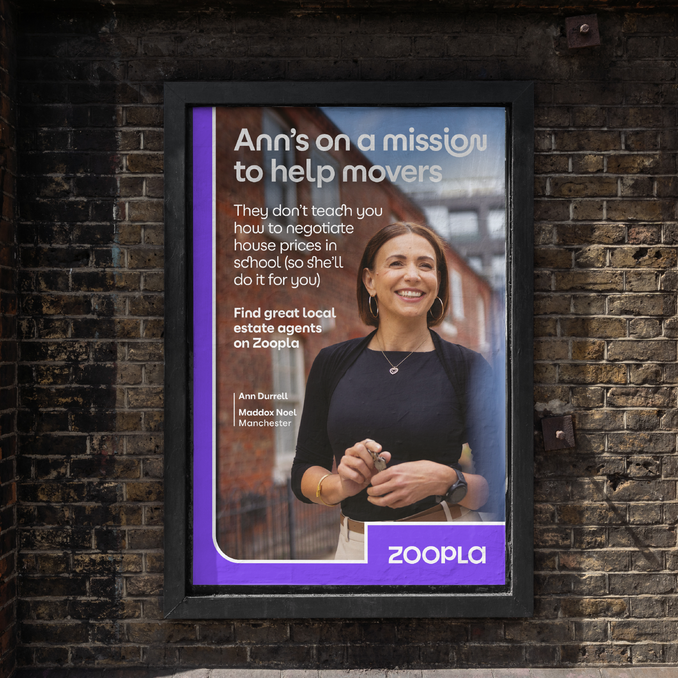 Agent, Ann Durrell from Maddox Noel on billboard.