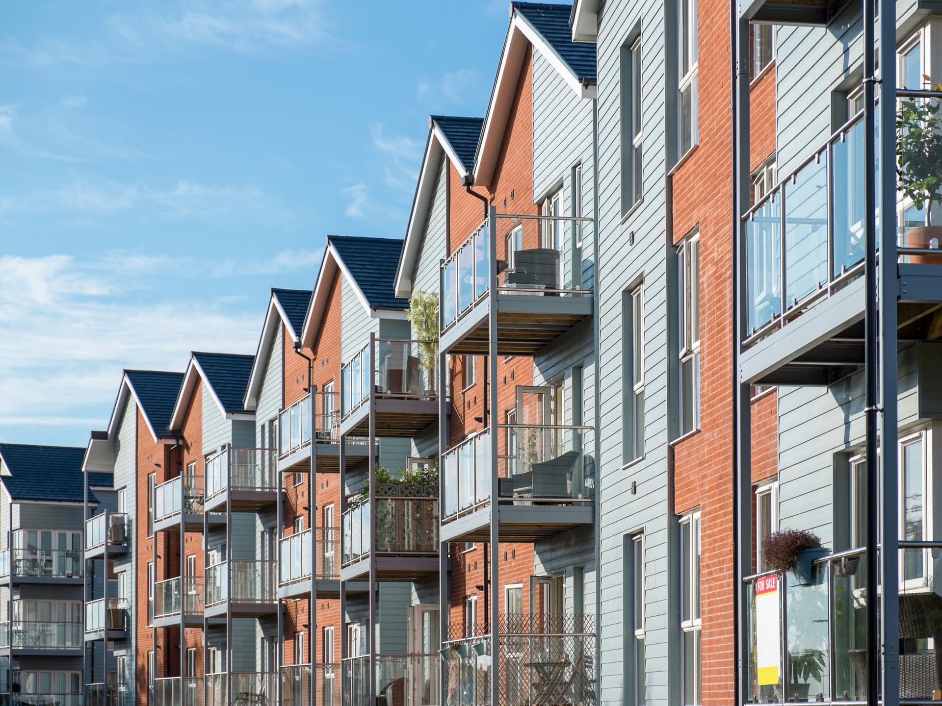 A row of terraced new-build houses