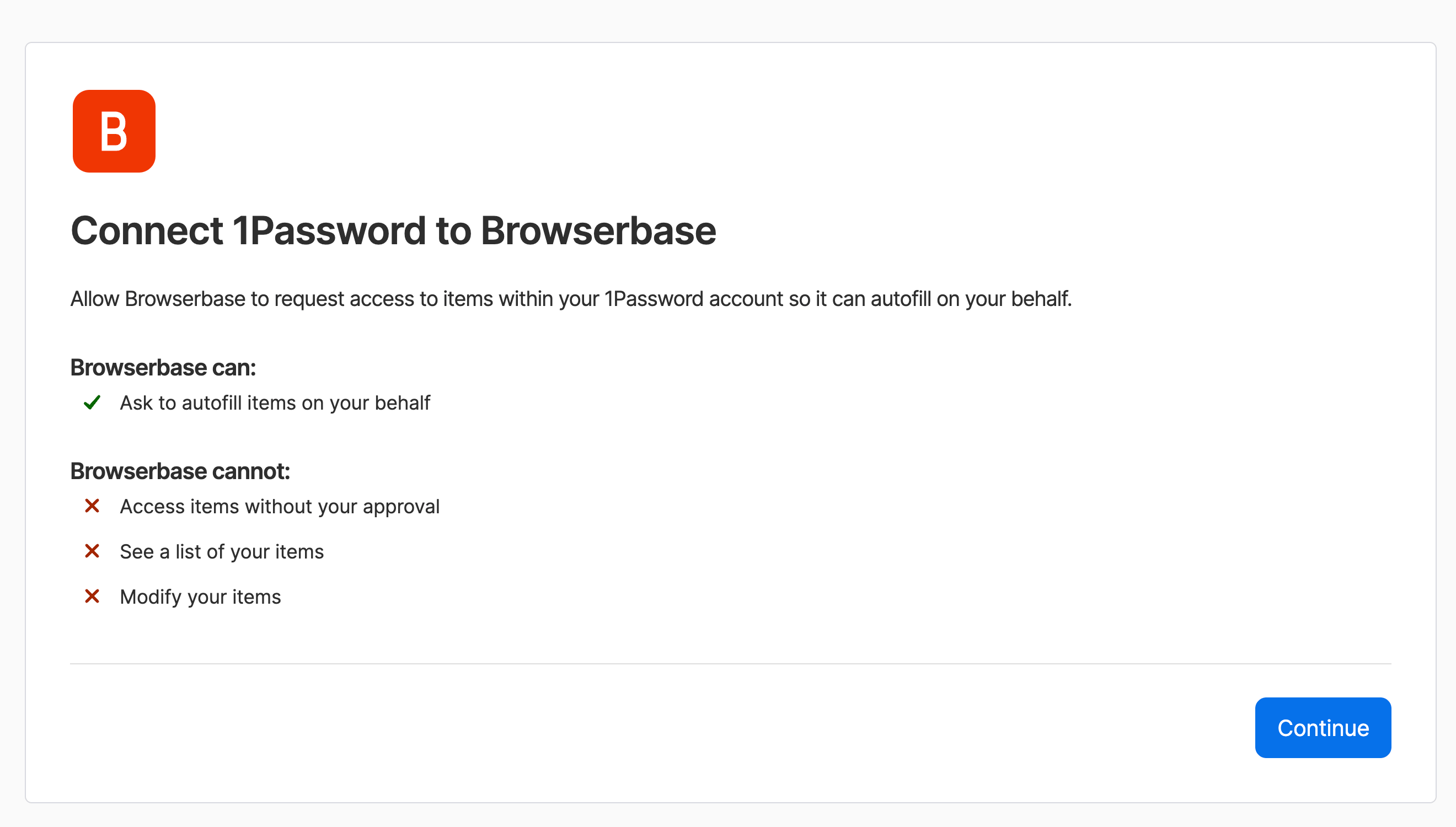 Connect 1Password to Browserbase.