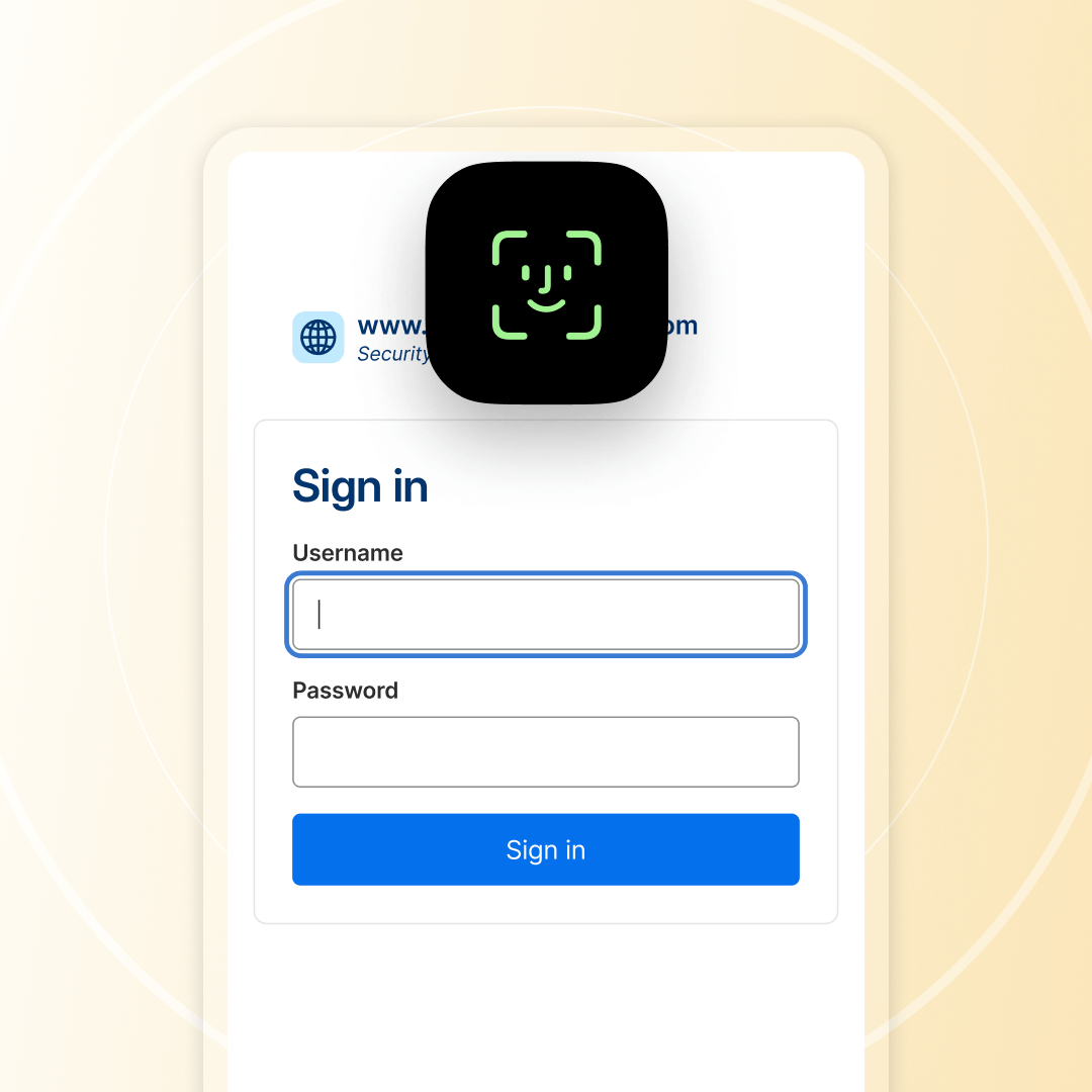 A sign-in screen with the Face ID logo.