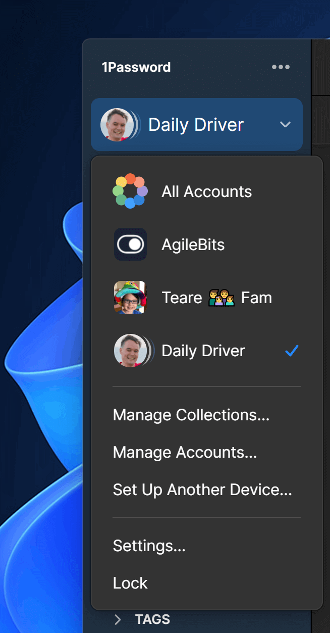 Choose accounts or your own custom collection of vaults from the account selection menu to focus only on what you need.