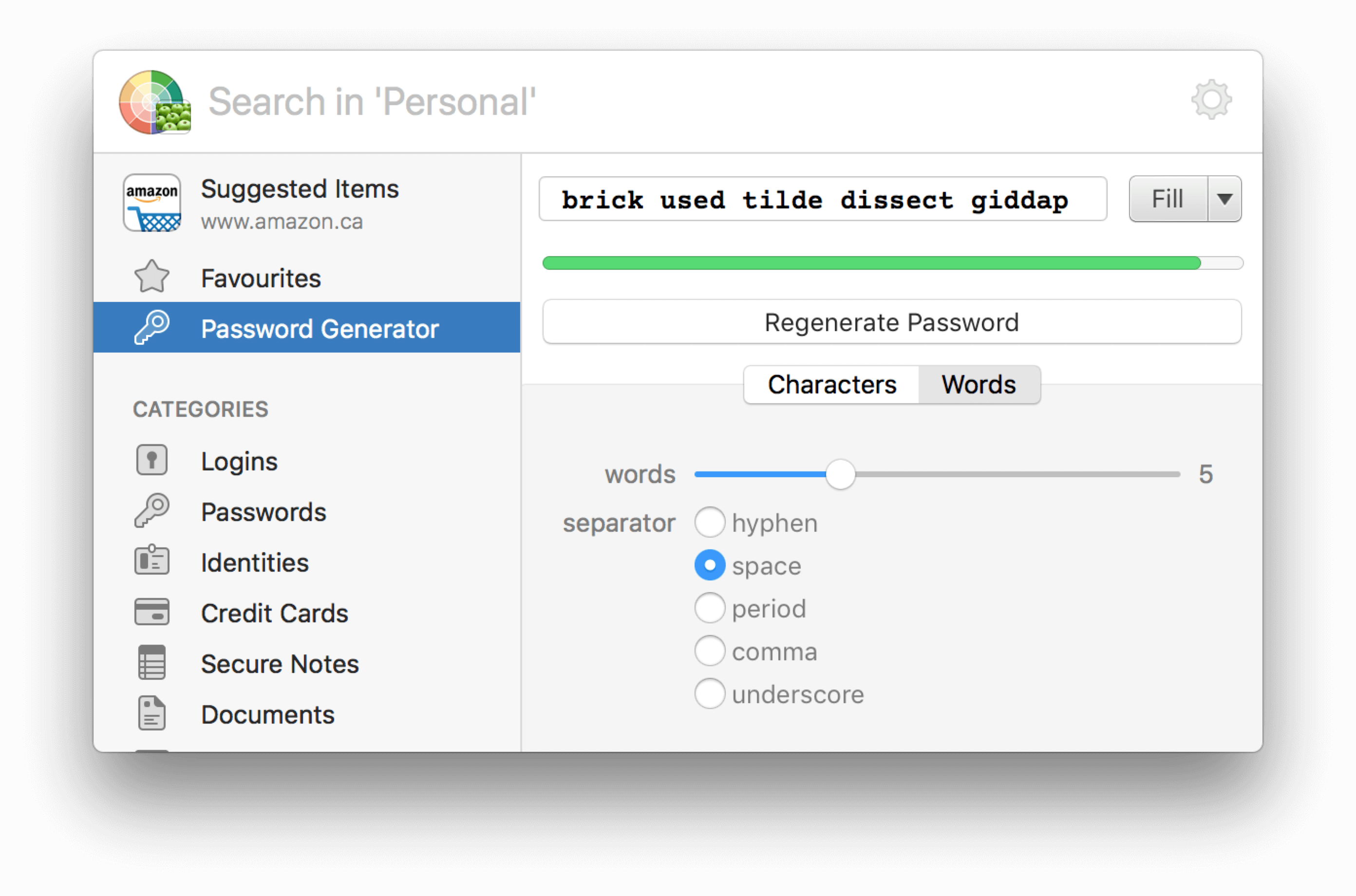 The 1Password password generator