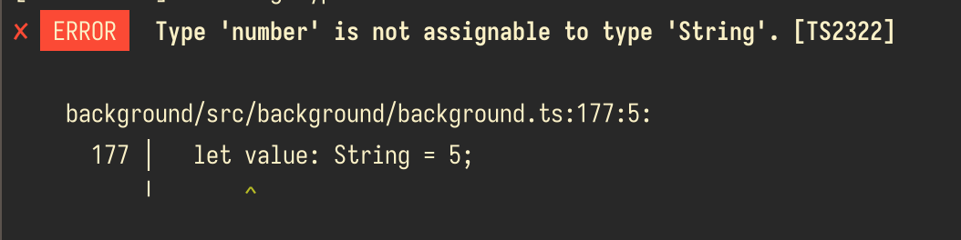 A screenshot of a terminal showing the same error from the above screenshots, but this time formatted using esbuild's native diagnostic format.