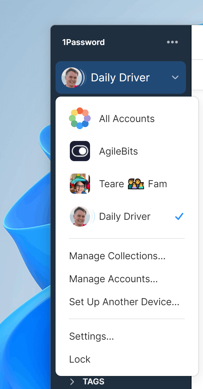 Choose accounts or your own custom collection of vaults from the account selection menu to focus only on what you need.