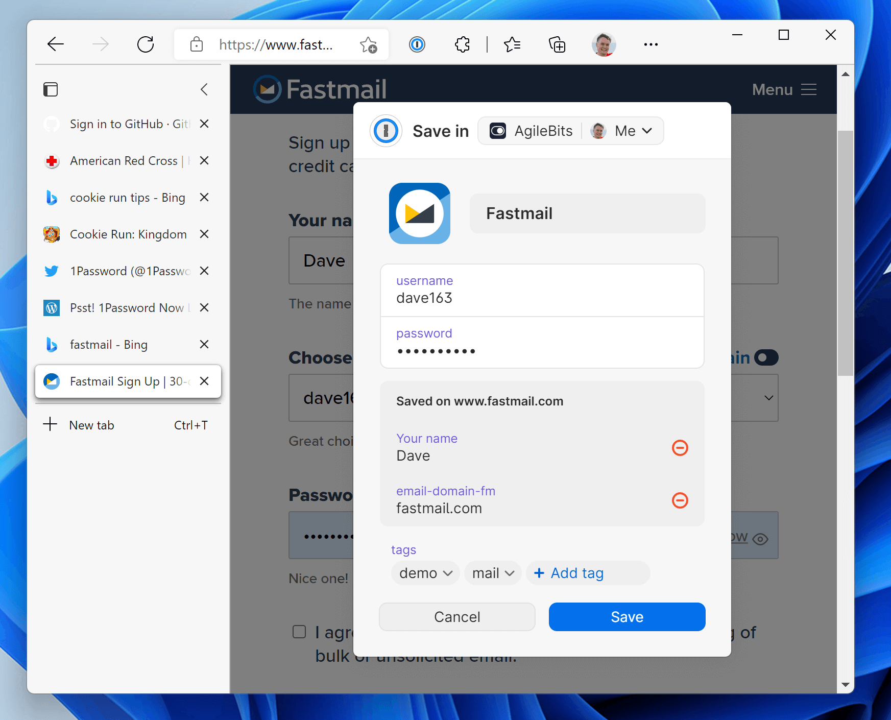 When you save new logins, you can now see everything collected from the page. Edit directly inline, remove unneeded fields, and add tags, all before saving.