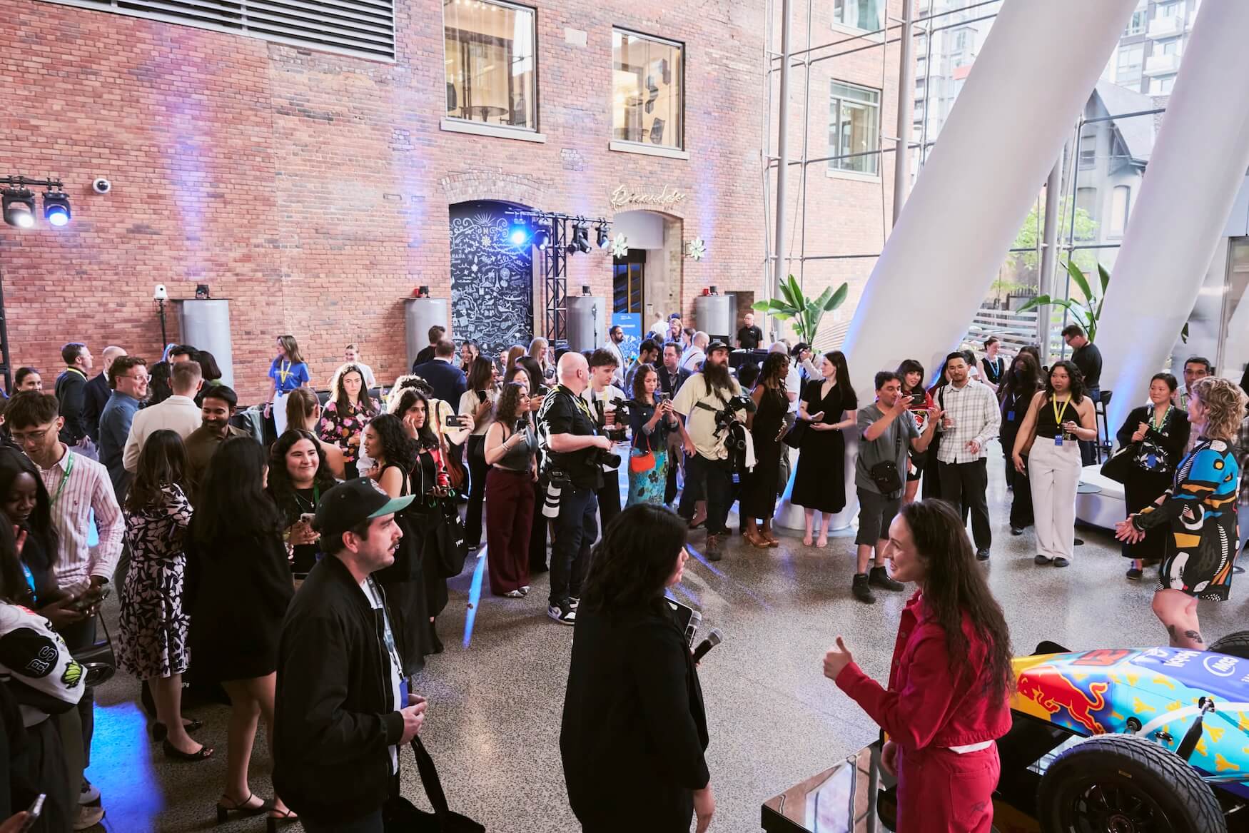 A photo of the livery design event's atmosphere after revealing the design.