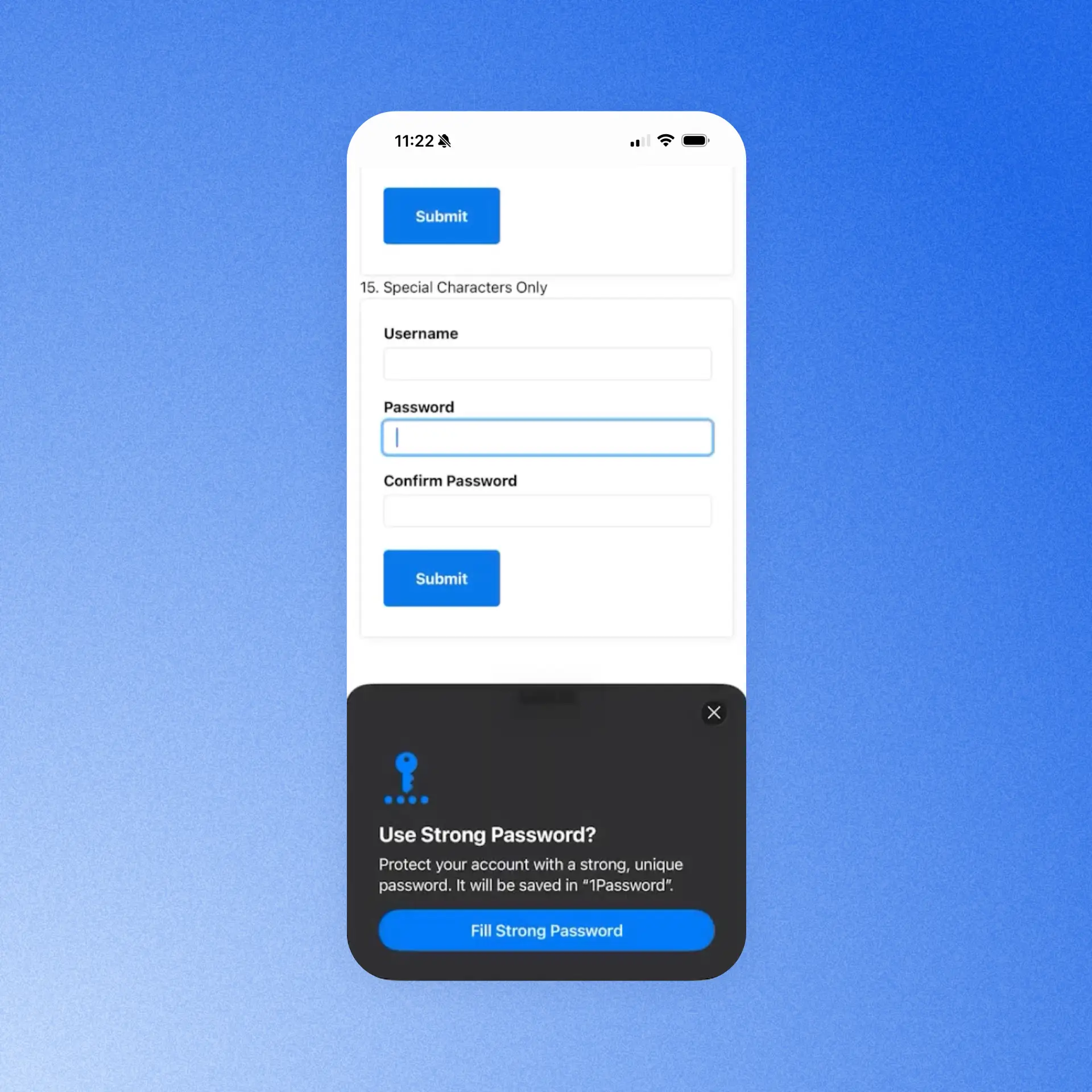 An image showing how 1Password users can save and generate passwords in iOS