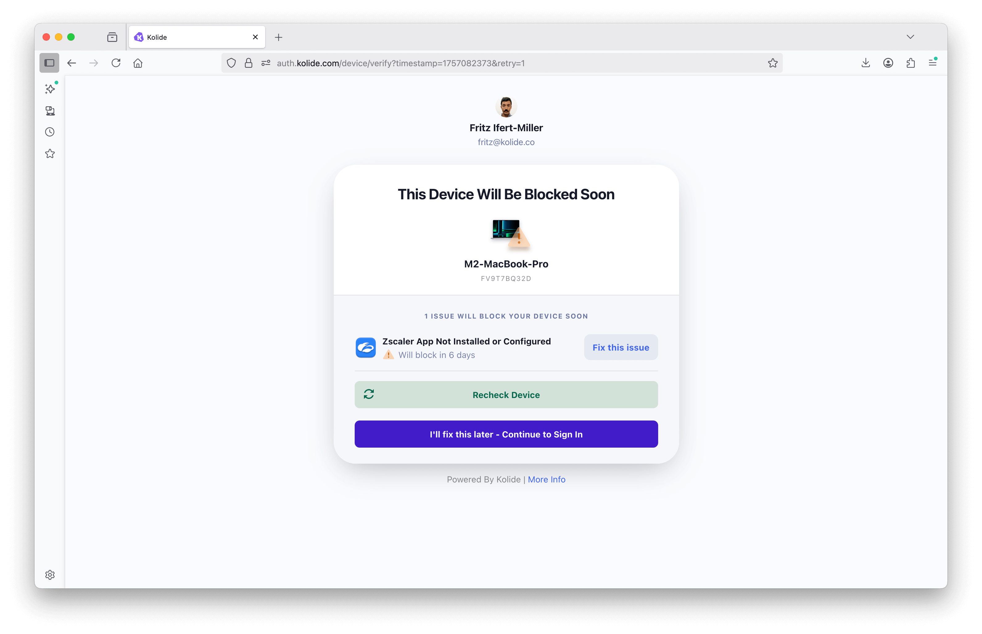 Screenshot of enduser blocked.