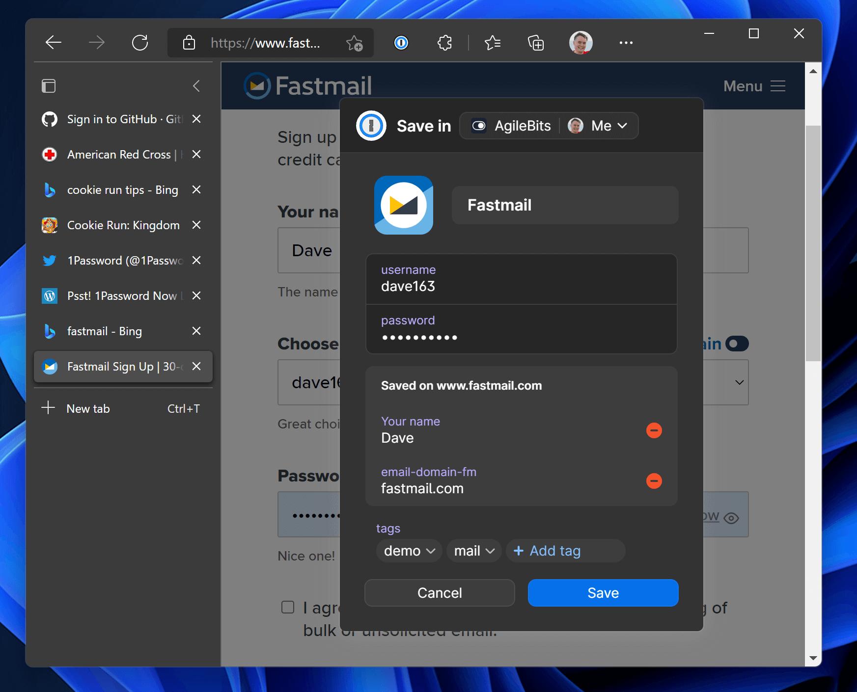 When you save new logins, you can now see everything collected from the page. Edit directly inline, remove unneeded fields, and add tags, all before saving.