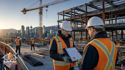 Construction supervisor reviewing COR certification document on a Canadian job site