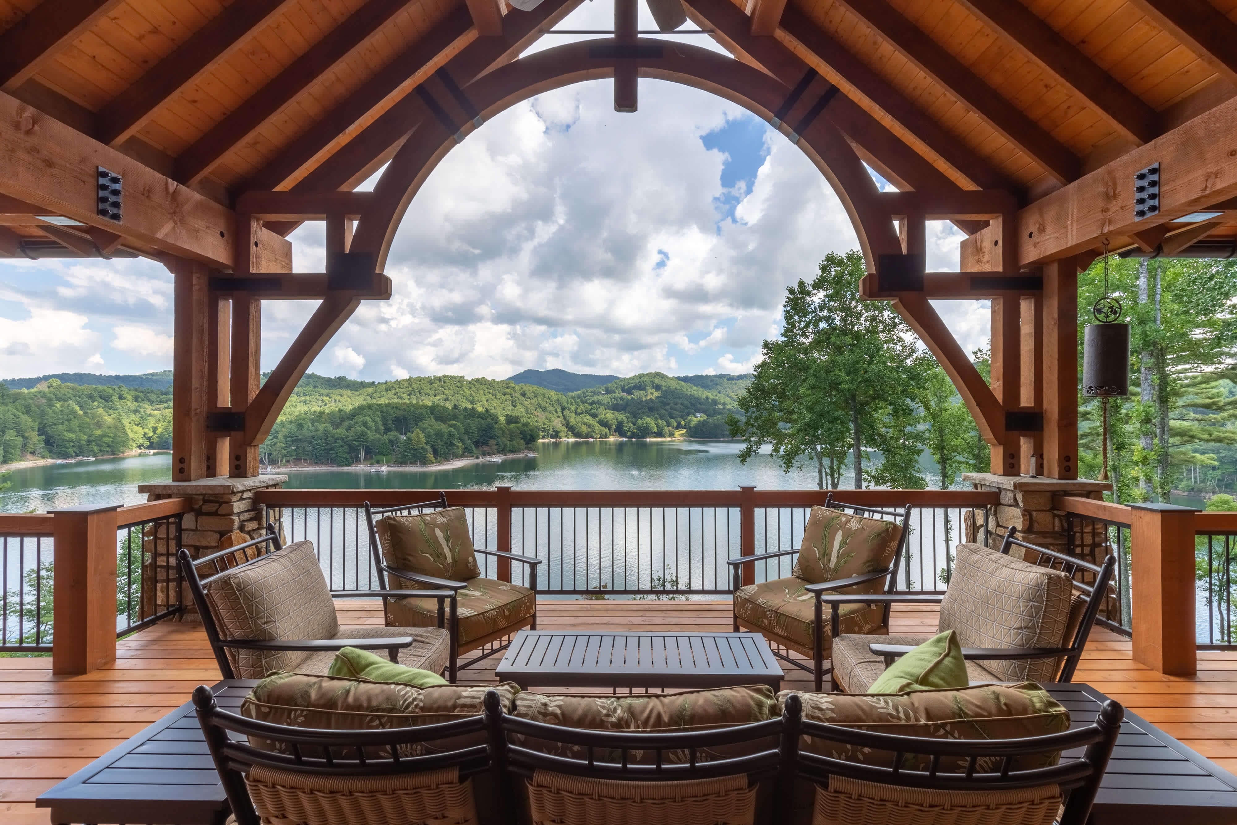 Back porch of the Gamble custom home on Lake Glenville. 