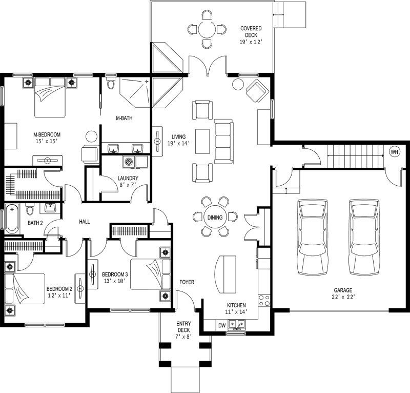 The 2D floor plan for Mountain Dog's main level.